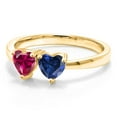 thumbnail image 2 of Gem Stone King 1.10 Ct Red Created Ruby Blue Created Sapphire 18K Yellow Gold Plated Silver Ring (Size 9), 2 of 5