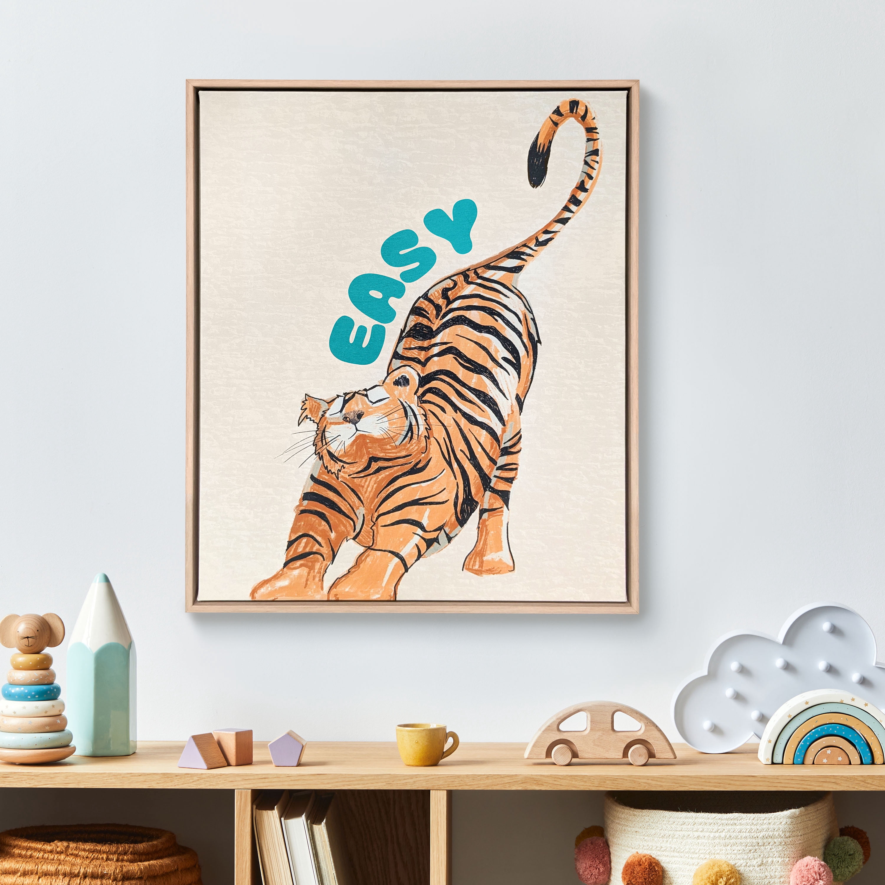 House of Happy 16x20 "Easy Tiger" Kids Printed Wall Art on Canvas