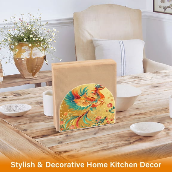 BZSMCE Napkin Holder Creative Colorful Phoenix Pattern Classic Napkin Holders