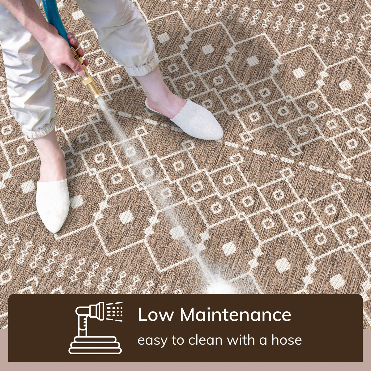 Well Woven Medusa Nord Nordic Lattice Pattern Outdoor Brown/Taupe 9'3" x 12'6" Area Rug