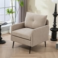 thumbnail image 3 of Miekor Furniture 34.25 "Wide Upholstered Corduroy Metal Base 360° Swivel Barrel Soft Chair with Pillow, for Club, Living Room, Bedroom, Office as well as Reading Armchair, Light Gray. 91329, 3 of 12