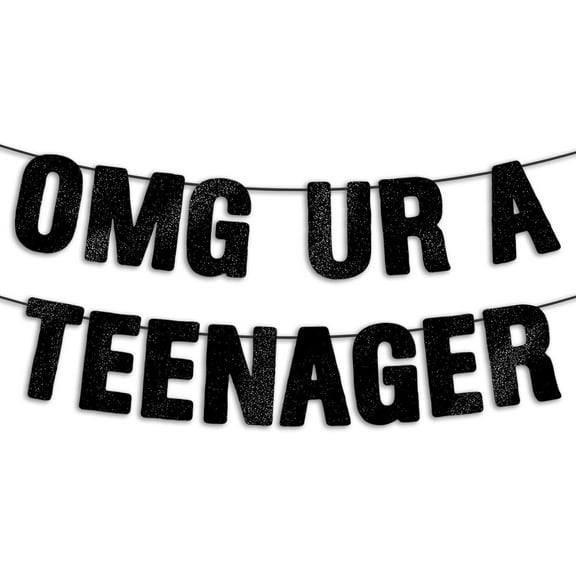 13th Birthday Party Decorations for Boys & Girls, Pre-Strung Teenager Black Glitter Banner, 13 Birthday Sign gifts for Him & Her