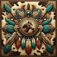 thumbnail image 3 of Ambesonne Rustic Duvet Cover Set, Wild West Horse Feathers, Calking, Teal Dark Taupe Cinnamon, 3 of 6