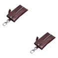 thumbnail image 2 of Qarigey Cartera de cuero Monedero para llaves Llavero Bolsillo para tarjetas de crédito con cremallera Café Café 2piezas Qarigey CBP315756, 2 of 6