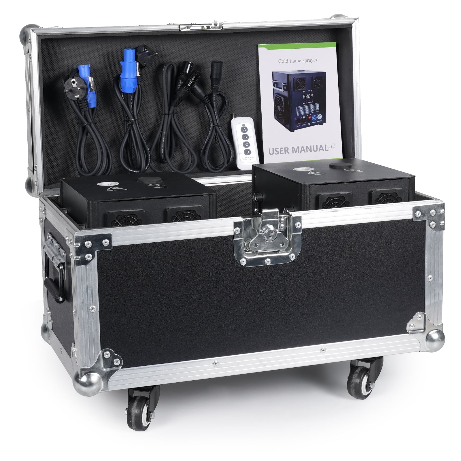 Cold Spark Machine Flight Case for 2Pcs DJ Stage Effect DMX Firework Machine,Convenient for Carrying for Weddings,Parties,Concerts