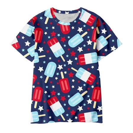 

Toddler Boys Girls Summer Short Sleeve Independence Day Style Cartoon Print T Shirt Tops Casual Shirt Children s Clothing Boys Compression Fruit Shirt Teen Basketball Short Athletic Thermal Boys Kids