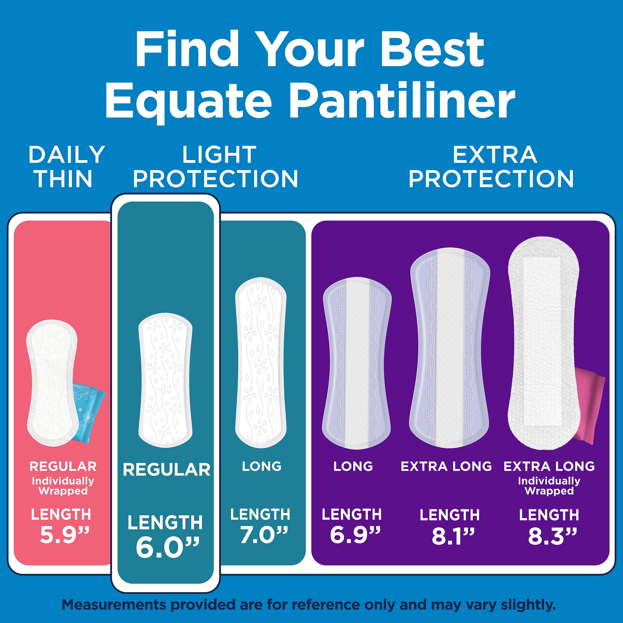 Equate Light Protection Everyday Panty Liners, Regular Length, 129 Count