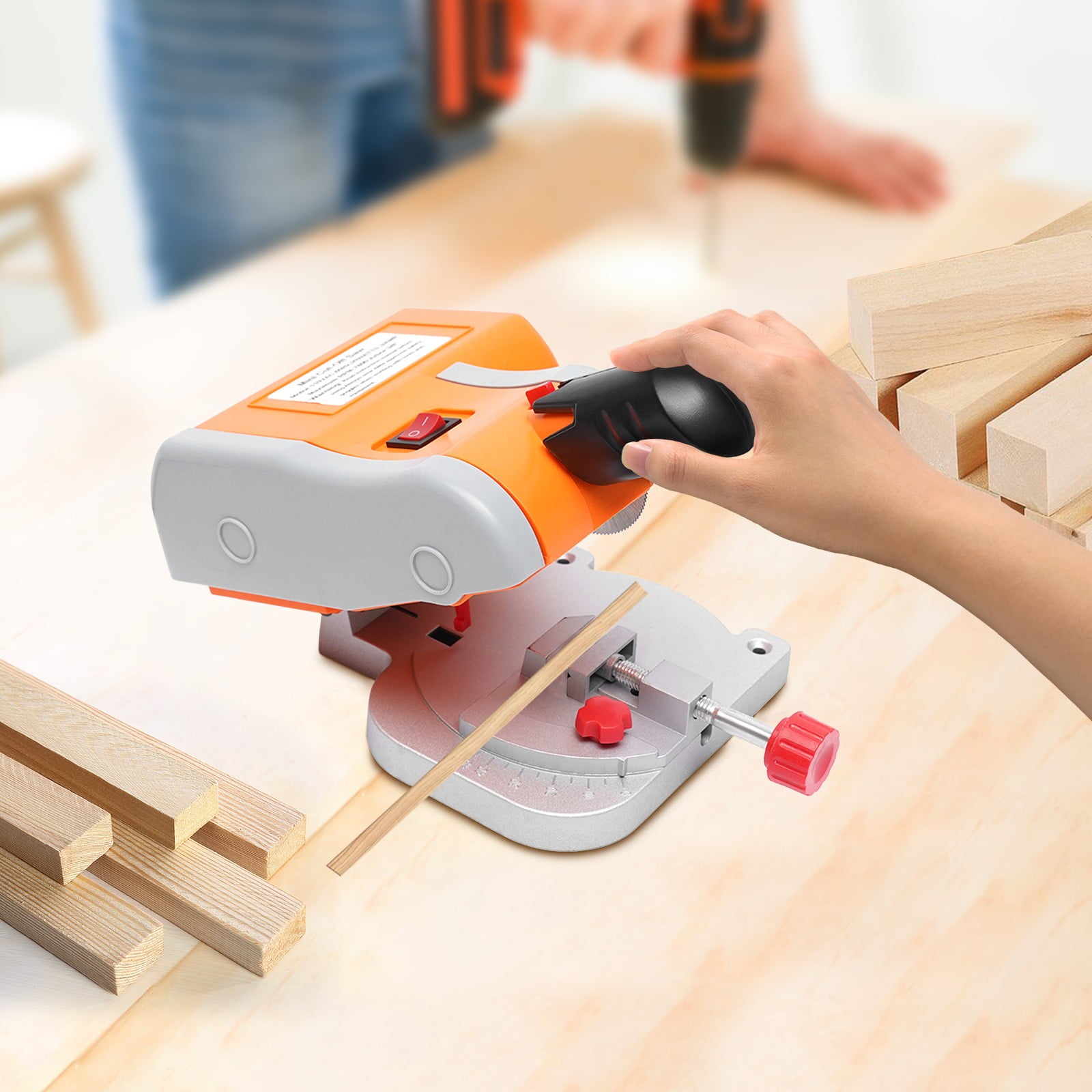 Cut-Off Miter Saw, Mini Miter Cut-Off Saw, 45 Degree Mini Benchtop Cut Off Saw, 7800 RPM, for Cutting Metal, Stone, Plastic, Compact and Efficient, High Precision Cutting Tool