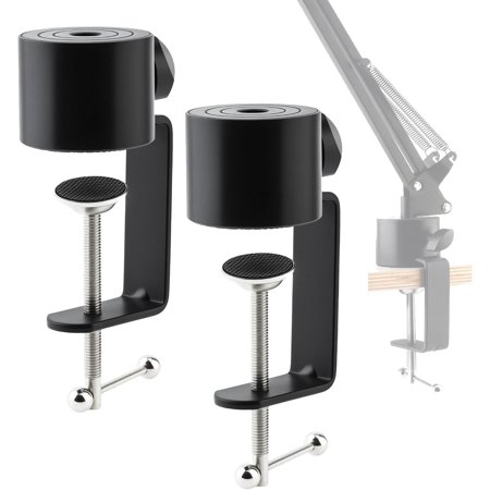 Microphone Stand Table Clamp for Microphone Suspension Boom Scissor Arm Stand Holer, 1/2" Thread Hole Cantilever Bracket Clamp Desk Lamp Clip Fittings Base DIY for Radio Studio Podcast (2)