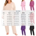thumbnail image 4 of Asxite Plus Size Womens Pajamas Solid Fleece Long Sleeve Top and Pants Warm Matching Set, 4 of 7