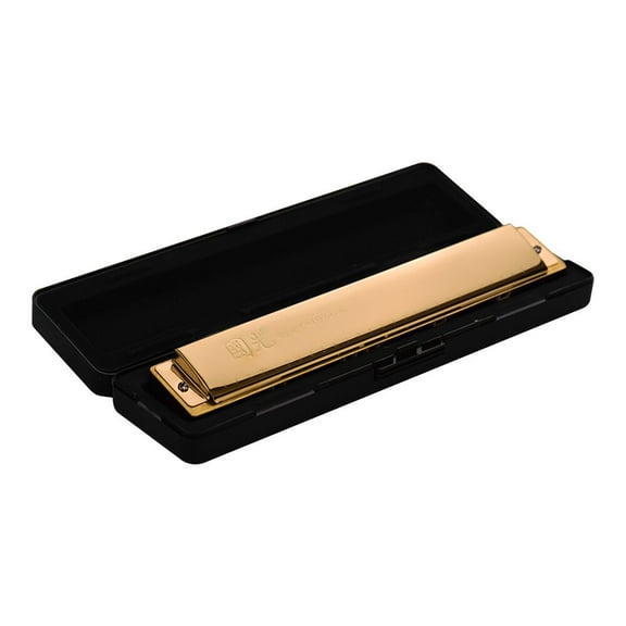 28 Hole Wide Range Harmonica Key of C Tremolo Harmonica Mouthorgan Professional Wind Instrument Gold