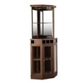 Home Source Corner Bar Unit with Two Glass Shelves, Builtin Wine Rack
