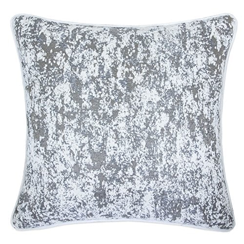 Homey Cozy Housse de Coussin Décorative en Chenille Jacquard, Série Grise Effet Marbre Éclaboussures Texturée Douce Duveteuse Chaude en Soie Grand Canapé Sofa Cushi
