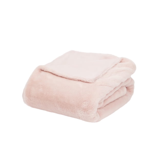 Cobertor individual color rosa con diseño liso de 160cm x 120cm