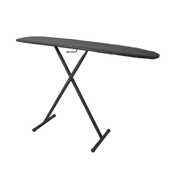 Hospitality 1 Source IBTBCDSF21 Full Size Ironing Board w/ Charcoal Cotton Cover - 53"L x 14"W x 36"H, Black Steel Legs- Case of 4
