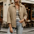 thumbnail image 3 of Casual Quilted Jacket for Women Collared Button Front Loose Fit Spring Fall Jacket, 3 of 9