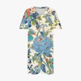 thumbnail image 4 of Pisexur Robes d'Été pour Femmes Mode Multicolore à Imprimé Floral Robe Soleil Décontractée Ample à Col en V à Manches Courtes Robes T-Shirt Fluides Surdimensionnées Robe Soleil avec Poches Grande Taille Robe Midi G-5TG, 4 of 5