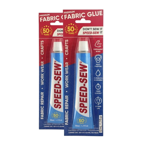 Speed-Sew (2-Pack) No Sew Premium Fabric Glue Adhesive for Craft Projects 50ml/1.7 fl oz