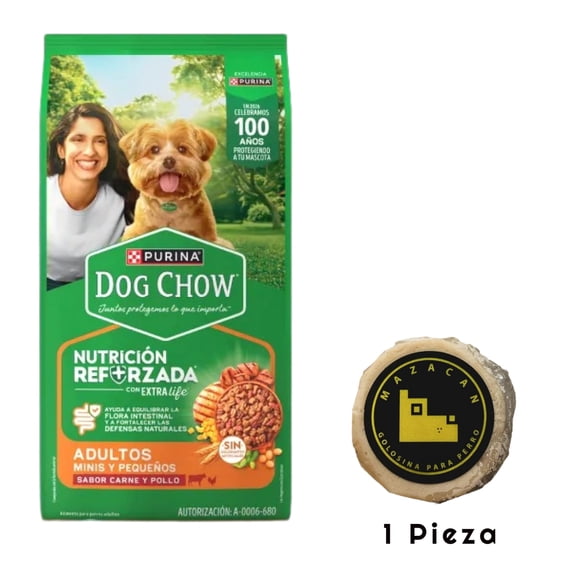 Dog Chow Adulto Raza Pequeña 25 kg + Mazacan Para Perro 1 pza