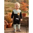 thumbnail image 5 of Loicainy Infant Baby Boy Fall Clothes Set 3 6 12 18 Months Long Sleeve Contrast Color Romper + Pants Outfits, 5 of 9