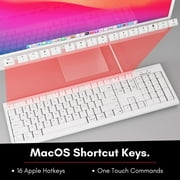 Macally White 104 Key Full Size USB Keyboard with Number Pad and Shortcut Keys for Mac
