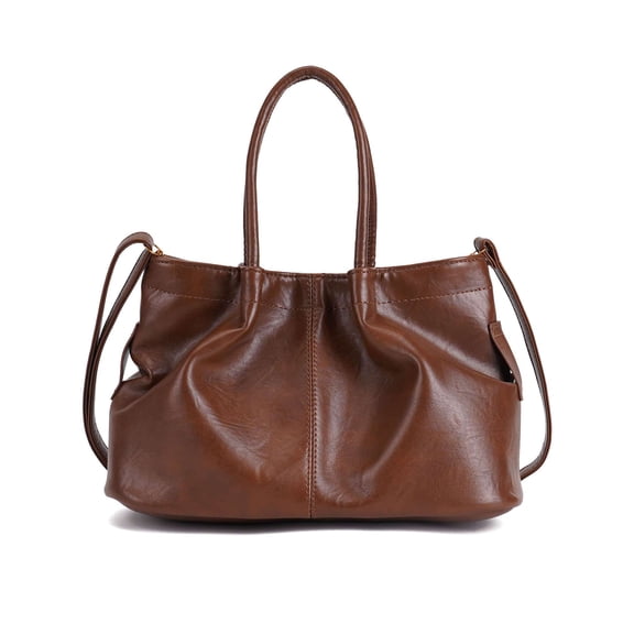 Deago Tote Bag for Women PU Leather Shoulder Handbags Fashion Hobo Crossbody Bags Bucket Purse with Adjustable Shoulder Strap (Brown)