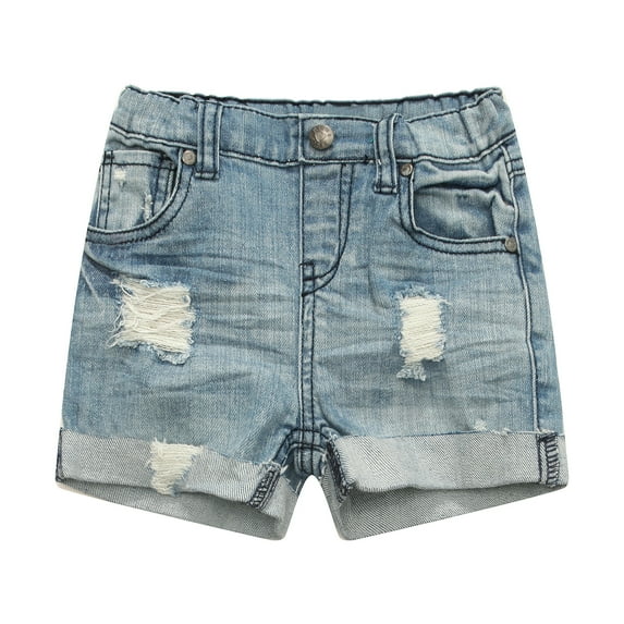 Richie House Girls' Classic Denim Shorts with Turnup at Hem RH1816