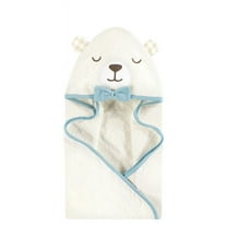 Hudson Baby Unisex Baby Cotton Animal Face Hooded Towel, Gingham Bear Boy, One Size