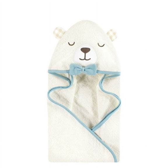 Hudson Baby Unisex Baby Cotton Animal Face Hooded Towel, Gingham Bear Boy, One Size