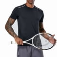 thumbnail image 3 of Men's Ice Silk T-Shirt Quick Dry | Performance Tee Moisture Wicking | Crewneck Short Sleeve Athletic Fit Pullover | Breathable Nylon Spandex | Summer Fitness Running | Zenithor,Black 2XL, 3 of 7