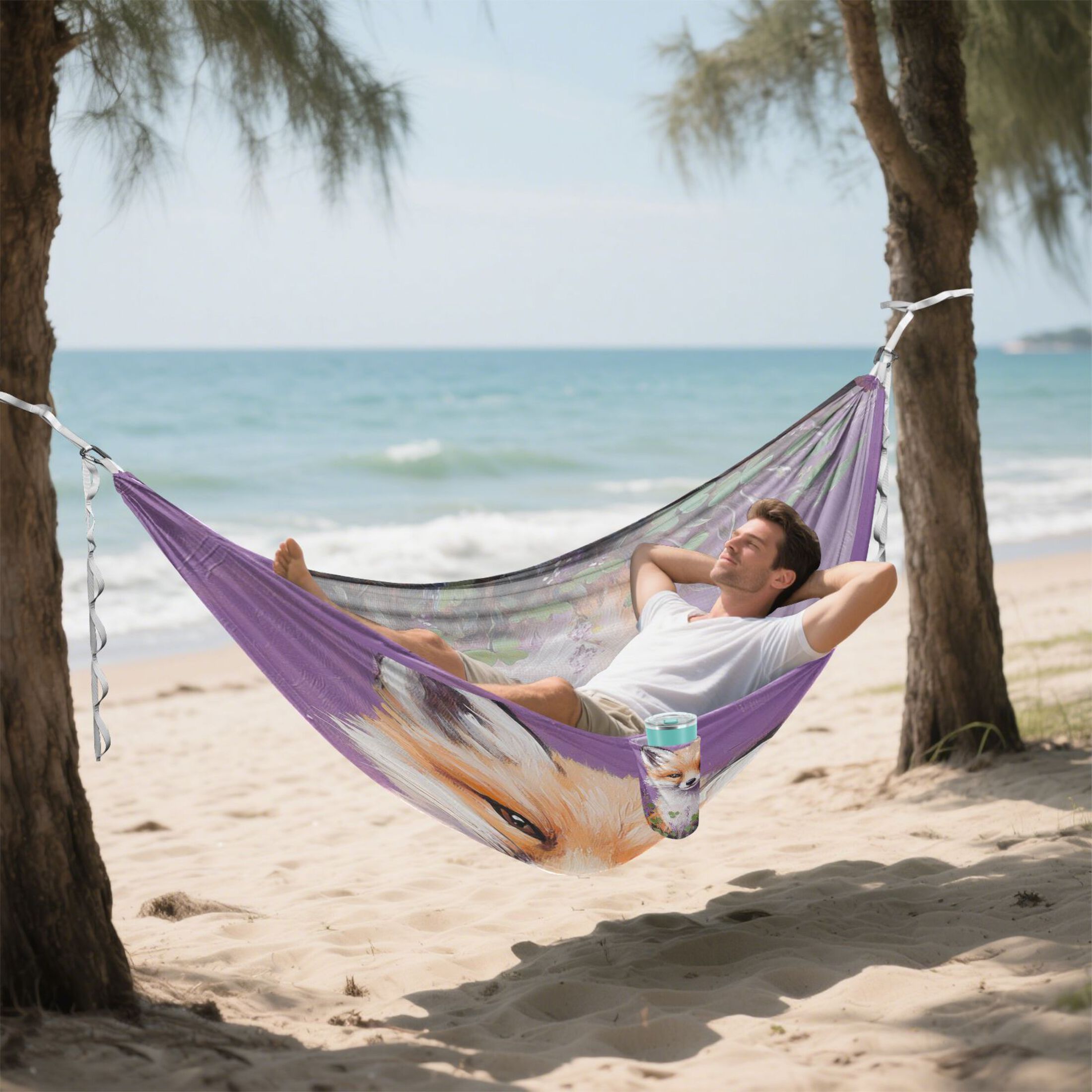 Hammock Camping Hammock Nylon Portable Hammock Travel Camping Hammock Four-leaf Clover Fox