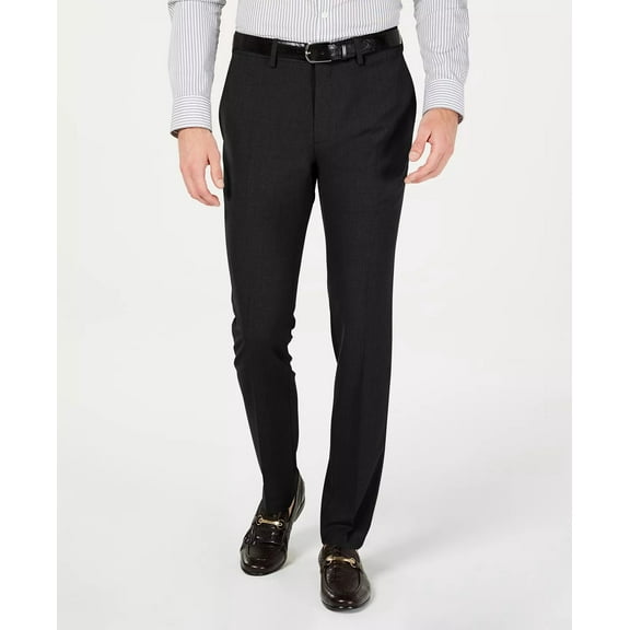 Kenneth Cole Mens Skinny fit Dress Pants 36 / 30 Black Solid Stretch