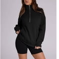 thumbnail image 3 of Women Half Zip Long Sleeve Pullover Sweatshirts Solid Relaxed Fit Winter Fleece Hoodies, 3 of 4