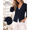 thumbnail image 3 of QUALFORT Women's 100% Cotton Lightweight Button-Front Cardigan Sweater, V-Neck Long Sleeve Knit,Navy XL, 3 of 9