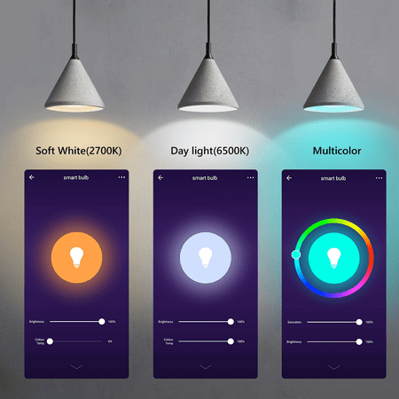 TECKIN Smart Light Bulbs,E26 13Watts RGBCW Multicolor Smart Wifi LED Bulbs, Compatible with Google Home,4PCS.