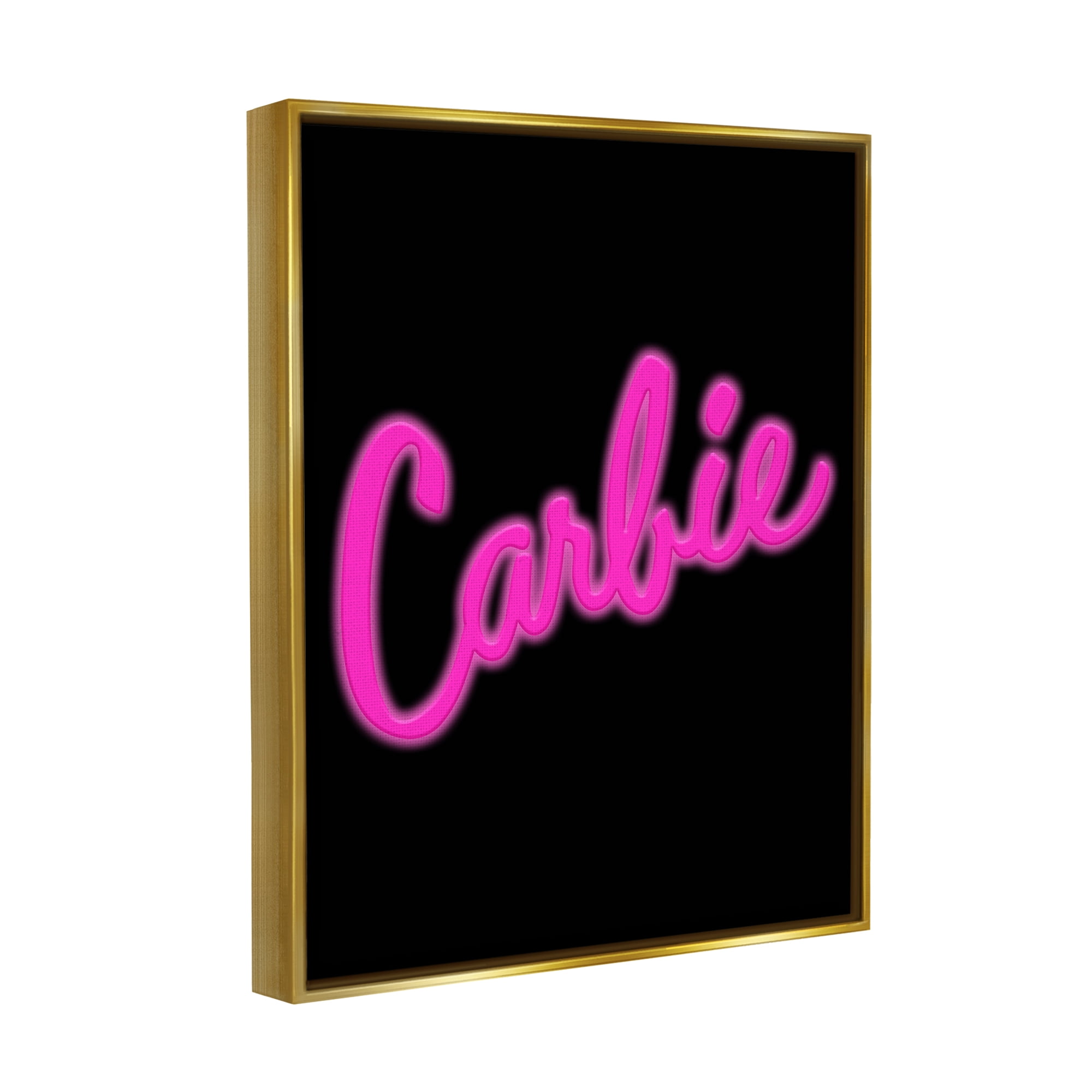 Stupell Industries Carbie Funny Food Phrase Inspirational Painting Gold Floater Framed Canvas Art Print Wall Art, 25 x 31