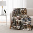 thumbnail image 3 of SPXUBZ Soft Warm Cozy Winter Mountain River Snow Village Scene Flannel Throw Blanket For Bed Couch Sofa Rustic Lodge Decor, 3 of 3