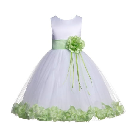 

Ekidsbridal Formal Satin Floral Petals Rose Tulle White Flower Girl Dress Bridesmaid Wedding Pageant Toddler Easter Holiday Recital Communion Birthday Baptism Ceremony Special Occasions 007