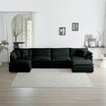 thumbnail image 3 of Llinc Store Chenille 4-Seater Modular Sofa with Footrest, 4 Seater U-Shaped Sectional Couch with 2 Ottoman for Living Room, Black, 3 of 5
