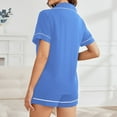 thumbnail image 4 of Women's Pajama Sets Short Sleeved Notch Neck Shirt Shorts Sleepwear Nightwear Outfits Homewear, 4 of 8