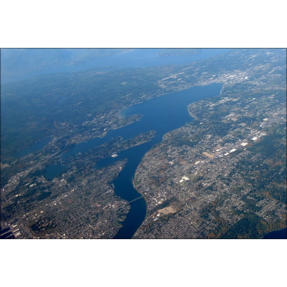 24"x36" Gallery Poster, Aerial view of Dyes Inlet and Bremerton facing northwest