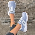 thumbnail image 3 of Rokment Women's Skate Fashion Sneakers Comfortable Suede Color Block Platform Running Walking Tennis Shoes Spring Fall Fashion Casual Skateboard Footwear Blue Size 6, 3 of 7