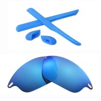Walleva Ice Blue Polarized Lenses And Blue Rubber Kit For Oakley Fast Jacket OO9097 Sunglasses