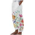 thumbnail image 2 of Azrian Women's Summer Casual Loose Cotton Linen Pocket Pants Women's Summer Printed Cotton Pocket Straight Sleeve Casual Elastic Waist Loose Length Pants, 2 of 5