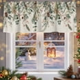 thumbnail image 5 of Christmas Winter Valance Curtain for Windows Pine Tree Berry Eucalyptus Retro Linen Curtain Valances Short Window Treatments Panels for Kitchen Bathroom Laundry Room Basement 42 x 18 Inch, 5 of 7