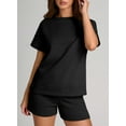 thumbnail image 3 of DOKOTOO 2 Piece Outfits for Women Lounge Sets Casual Short Sleeve Tops with Elastic Waist Shorts Matching Set, 3 of 11