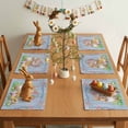 thumbnail image 4 of Easter Placemats Set of 4 Bunny Eggs Place Mats Spring Placemat Chick Rabbit Flower Basket Blue Wood Table Mats for Dining Kitchen Table Holiday Dinner Party Home Easter Decorations 13x19 Inch, 4 of 9