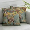 thumbnail image 2 of PIKWEEK  African Throw Pillow Covers Colorful Africa Map with Tropical Palm Tree, Giraffe, Ocean Animal Decorative Vintage Pillow Cases Cushion Covers Square Home Office Decor 2pc, 2 of 6