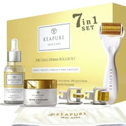Derma Roller Kit for Face, Body, Stretch Marks - Large 30gm Anti Aging Cream and 25% Vitamin C Serum | Microneedling Roller Set, 540 Microneedle Roller Heads 180-Eyes, 600-Face,1200-Body