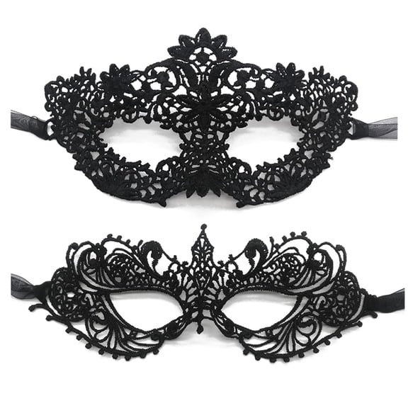 2-Pack Black Lace Masquerade Masks for Women Men, Elegant Venetian Eye Mask for Halloween, Mardi Gras, Carnival, and Cosplay Party